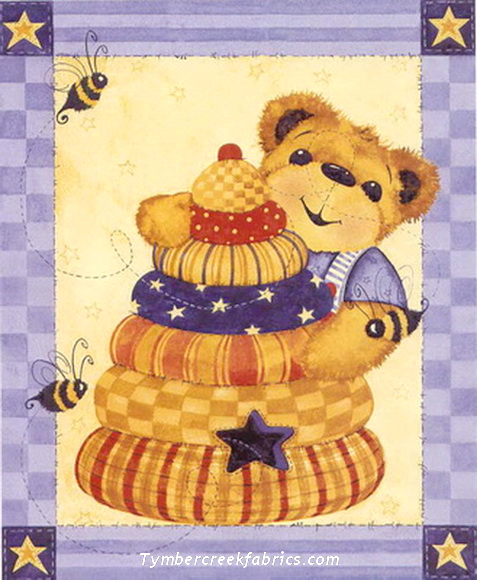 Beehive Honey Bear Quilt Fabric Panel
